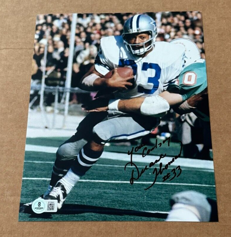 DUANE THOMAS Autographed Signed Dallas Cowboys 8X10 PHOTO BECKETT COA AUTHENTIC 