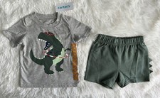Carter  s Shirt Shorts Toddler Boys Sz 12M Dinosaur 2 Piece Set Short Sleeve