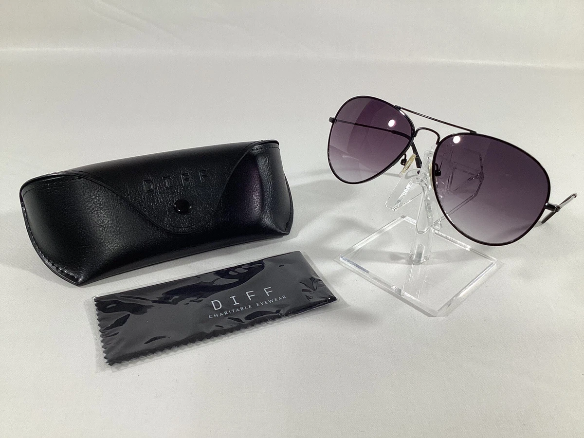 Diff Eyewear Cruz FF BKGG 6 Black Aviator Sunglasses Grey Gradient