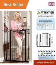 WideSpan Extra Tall Pressure Mount Walk-Through Baby Gate - 91cm High & Stylish