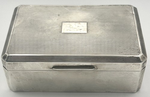 English Sterling Silver Wood Lined Cigarette Box Birmingham CJ Vander 1970