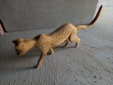 Drewniana figurka.. Leopard.. Unikalny pojedynczy sztukateria.. Ręcznie robiona.. Doskonała