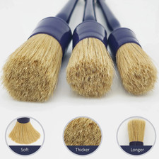 Car Detailing Brush Set 3 Pack Ultra Soft Boars Hair Detailing Brushes For Leat