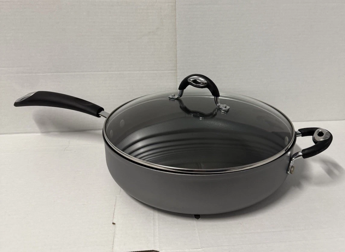 12" Bialetti Italian 5.5 Qt Non Stick Frying Pan Skillet Glass Lid Cookware