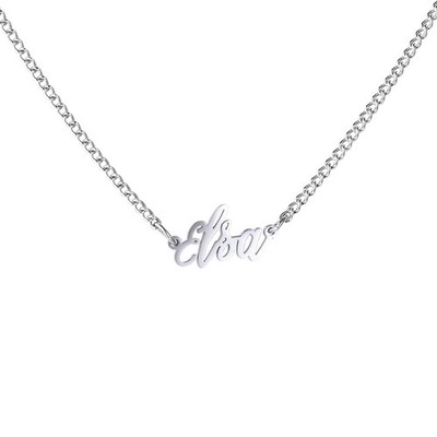 Individuelle Namenskette personalisiert Anhänger 18k Weißgold vergoldet für Damen Elsa