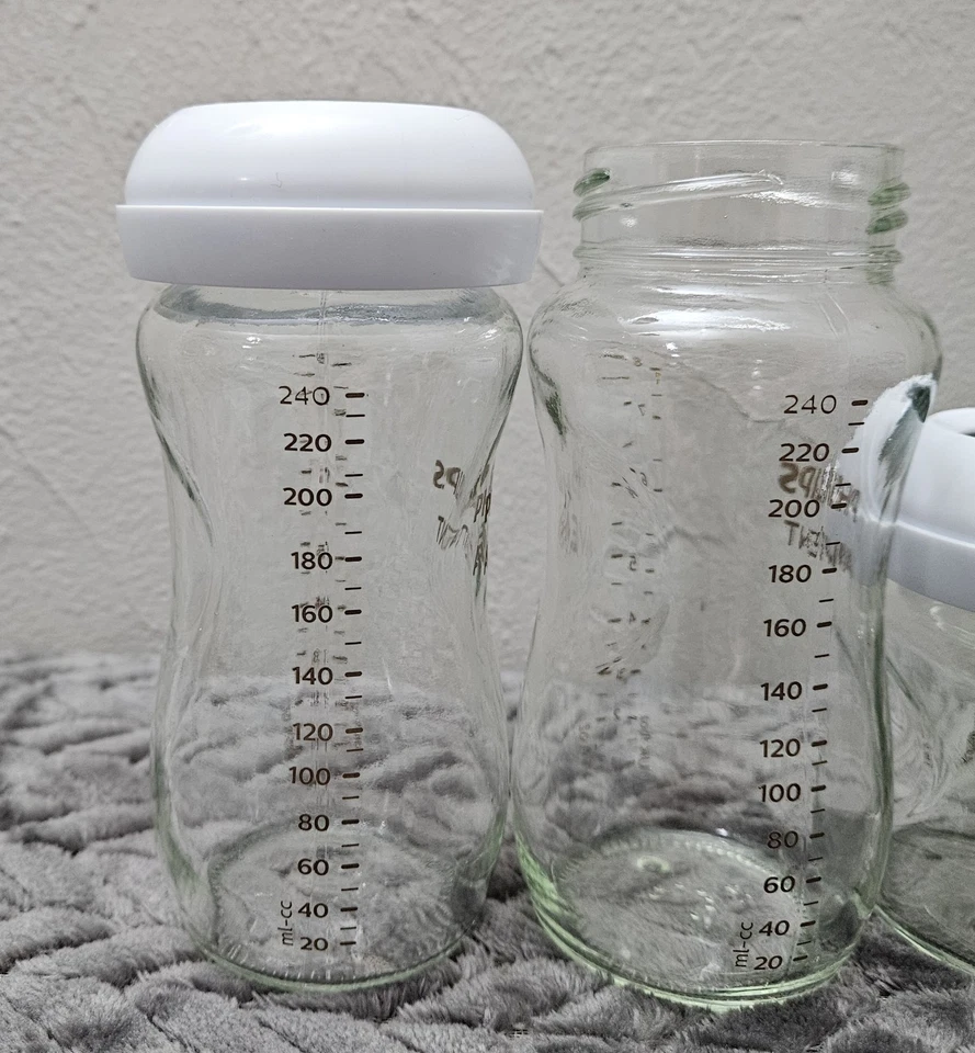 Набор стеклянных бутылочек Phillips Avent 2-4 унции и 2-8 унций детские бутылочки 2 верха и 4 крышки - Изображение 4 из 4