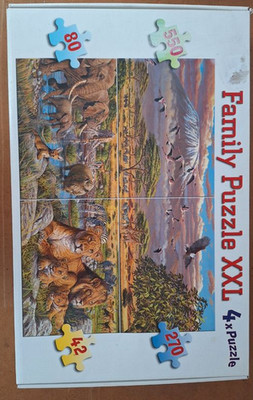 Family PUZZLE XXL 4x Puzzle 550 / 270 / 80 / 42 Teile - Afrika, Safari Design