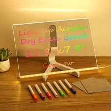 LED Note Board with Colors Acrylic Dry Erase Board with Light DIY Drawing Board