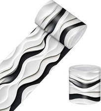 Wallpaper Border Peel and Stick Wall 3.9" x 196", black, white