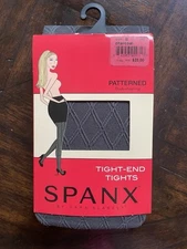 NWT Spanx Patterned Body Shaping TIght-End Tights. Charcoal Diamond. Sz B