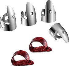 Shappy 6 Pcs Banjo Finger Picks Set Stainless Steel Adjustable Finger and Thumb