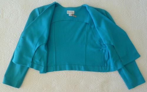 Iconic Vtg 80s Lands End Turquoise Cotton Ponte Knit Jacket Dress Suit 16 L XL - Picture 19 of 20