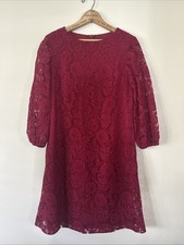 Lauren Ralph Lauren Floral Lace Shift Dress Lined Burgundy-Raspberry Womens 6