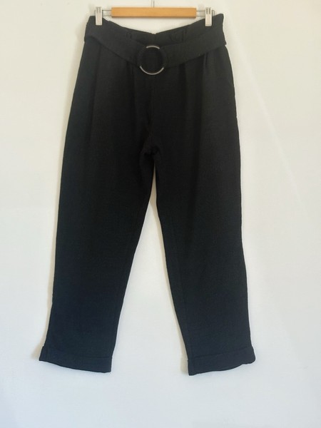 Zara Basics Cropped Pants Size S Made In Turkey Cotton Blend Belt Pocket