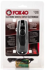 Fox 40 Electronic 3 Tone Whistle w/ Adjustable Wrist Lanyard, Black