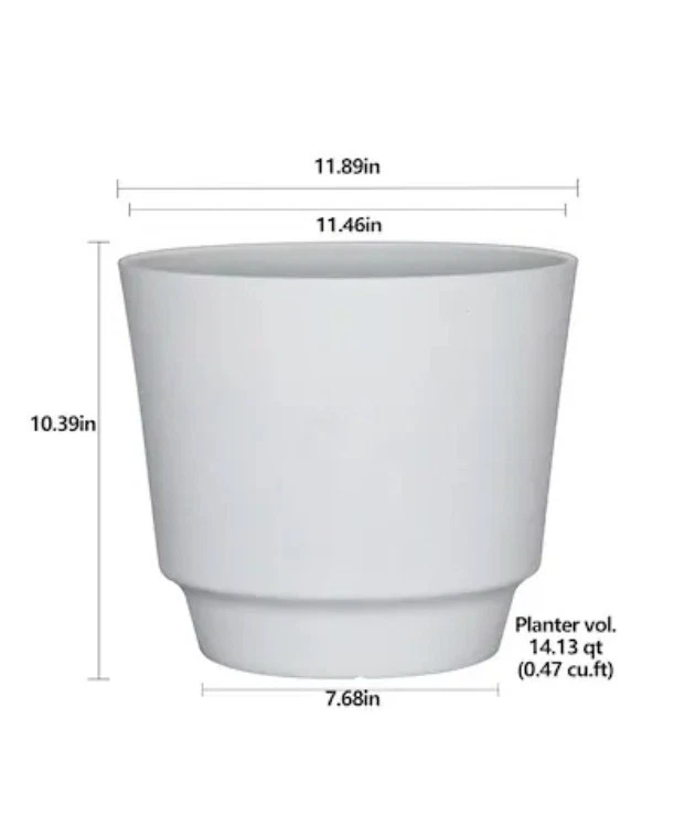 Plantador interno/externo Allen + Roth redondo 11,46 pol. W plástico reciclado branco - Imagem 2 de 3