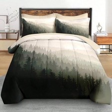 Comforter Set Queen Size, Moutain Pine Tree 7 Pcs Bedding for Kids and Adults,