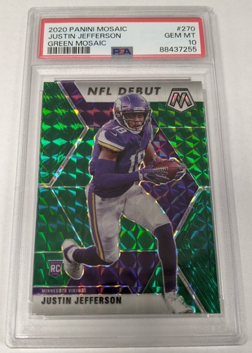 2020 Panini Mosaic Justin Jefferson Green Mosaic Rookie #270 GEM MT PSA 10 RC