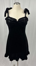 Forever21 Black Velvet Mini Dress Tie Strap Coquette Goth Fairy Whimsigoth Y2K M