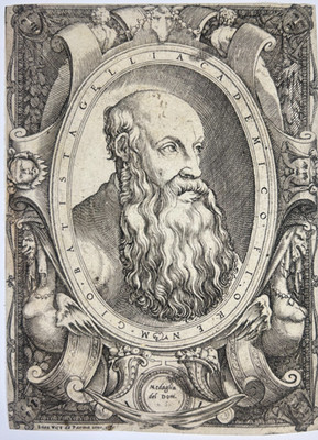 Rare 16th Cent. Engraving of Giovanni Battista Gelli by Vico after Doni - 1550
