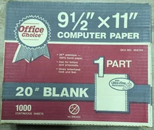 Tractor Feed Computer Paper 1000 Continuous Sheets For Dot Matrix Printer