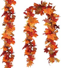 2 Pack Fall Leaf Garland, 5.9Ft Autumn Garland Artificial Maple Leaf Garland