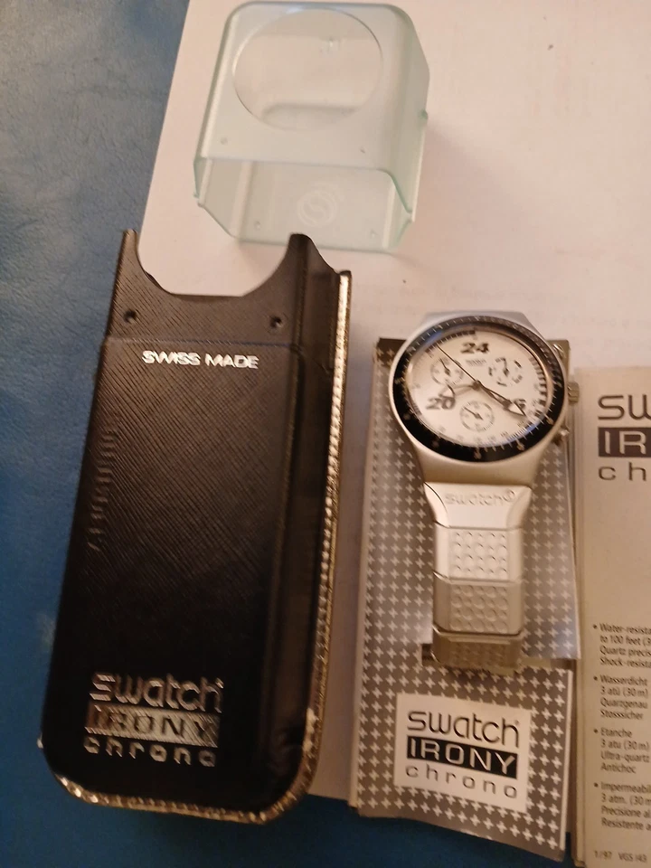 SWATCH IRONY CHRONO 1996 STRAIGHT EDGE YCS1006 nuovo ma non funzionante  - Immagine 4 di 4