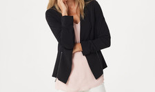 Belle by Kim Gravel Women's Blazer with Hip Zippers Solid Black 3X Plus Size