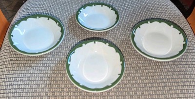 VTG Wellsville China COSMOPOLITAN 4 3/4'' Fruit/Dessert Bowls White Green Scroll