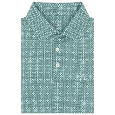Rhoback Irish Knot Performance Polo Mens Golf Shirt White Green Stretch