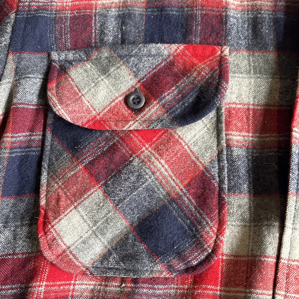 Camisa Vintage Pendleton Lana Franela Acolchada Forrada Rojo Azul Cuadros EE. UU. M 80-90s Foto 3 de 4
