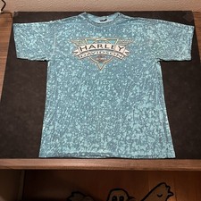 Harley Davidson Tie Dye Shirt Vintage USA made All Over Print 90s Ice Acid Wash