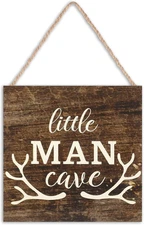 Little Man Cave Wood Sign Decor Home Vintage Little Man Cave Antlers Wood Pallet