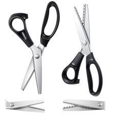 2 Pcs Pinking Shears for Fabric Cutting, 7 mm Scalloped Scissors 5 mm Zig Zag...