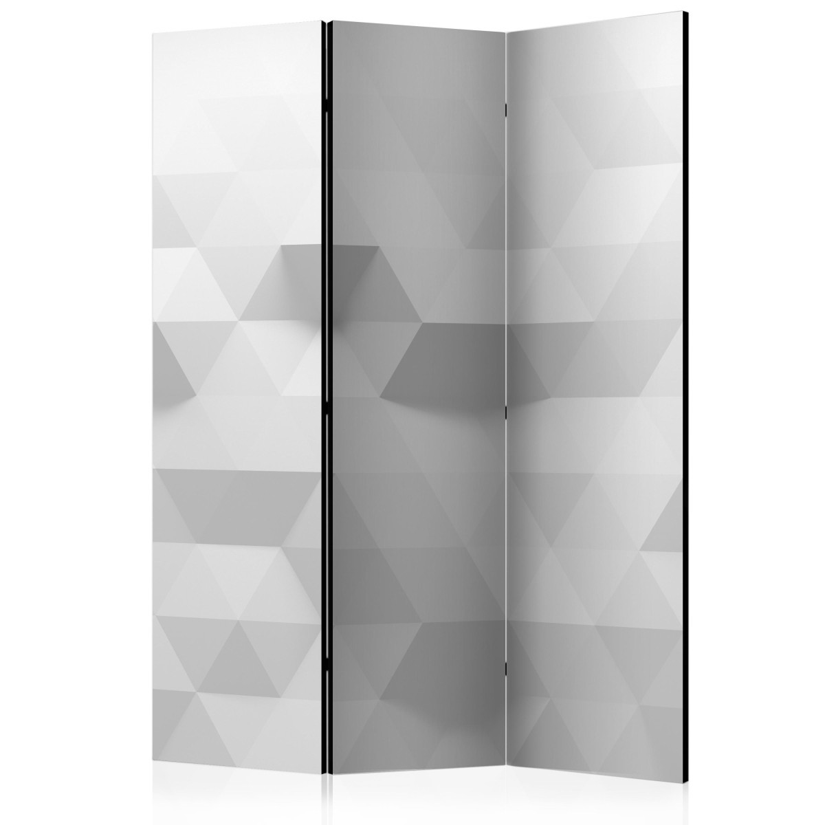 Paravent 3 volets en toile intissée premium Harmony of Triangles aux finitions artisanales en bois
