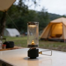 Campingmoon BKT-1D15 Lanterna A Gas Da Campeggio Con Bombola Vuota Ricaricabile - Colore Nero, Leggera E Regolabile