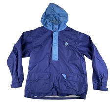 Vintage Nike Jacket Youth Large Blue Hooded Pullover Windbreaker Anorak Y2K