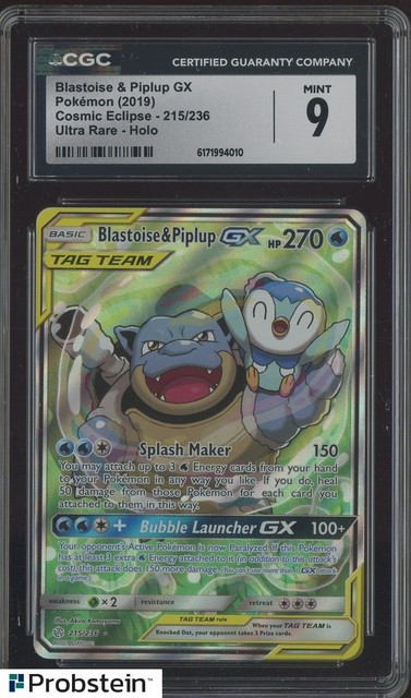 Blastoise & Piplup GX #215 (Cosmic Eclipse (2019))
