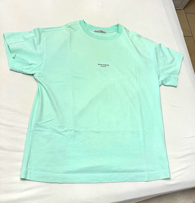 Acne Studios Herren T-Shirt Mintgrün Logo Kurzarm Rundhals Baumwoll-Jersey M