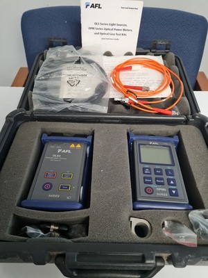 AFL Noyes OPM5 Optical Power Meter w OLS4 Optical Laser Source with Wave ID