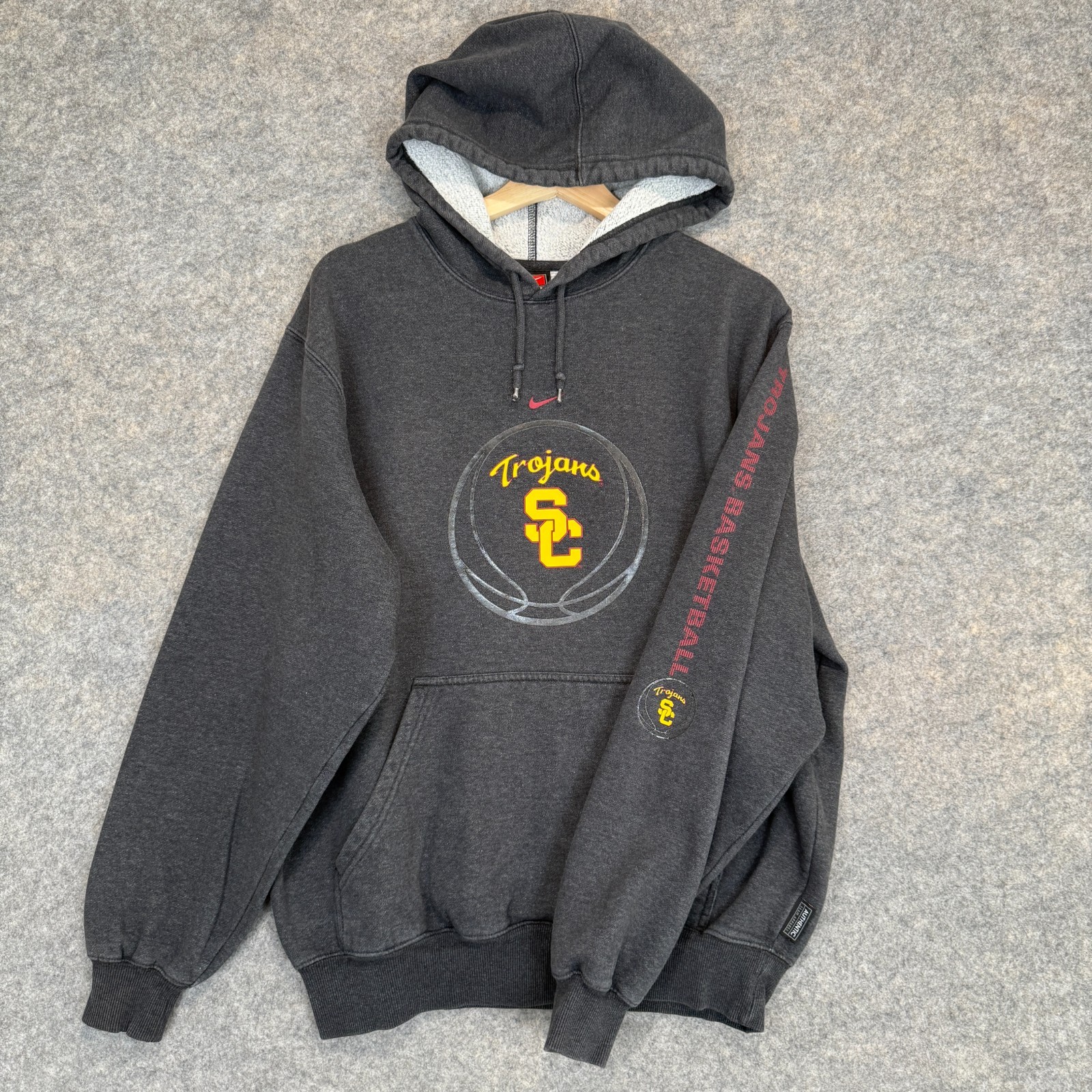 Vintage Nike Team USC Trojans Hoodie Sweatshirt Medium Center Swoosh Y2k Rare
