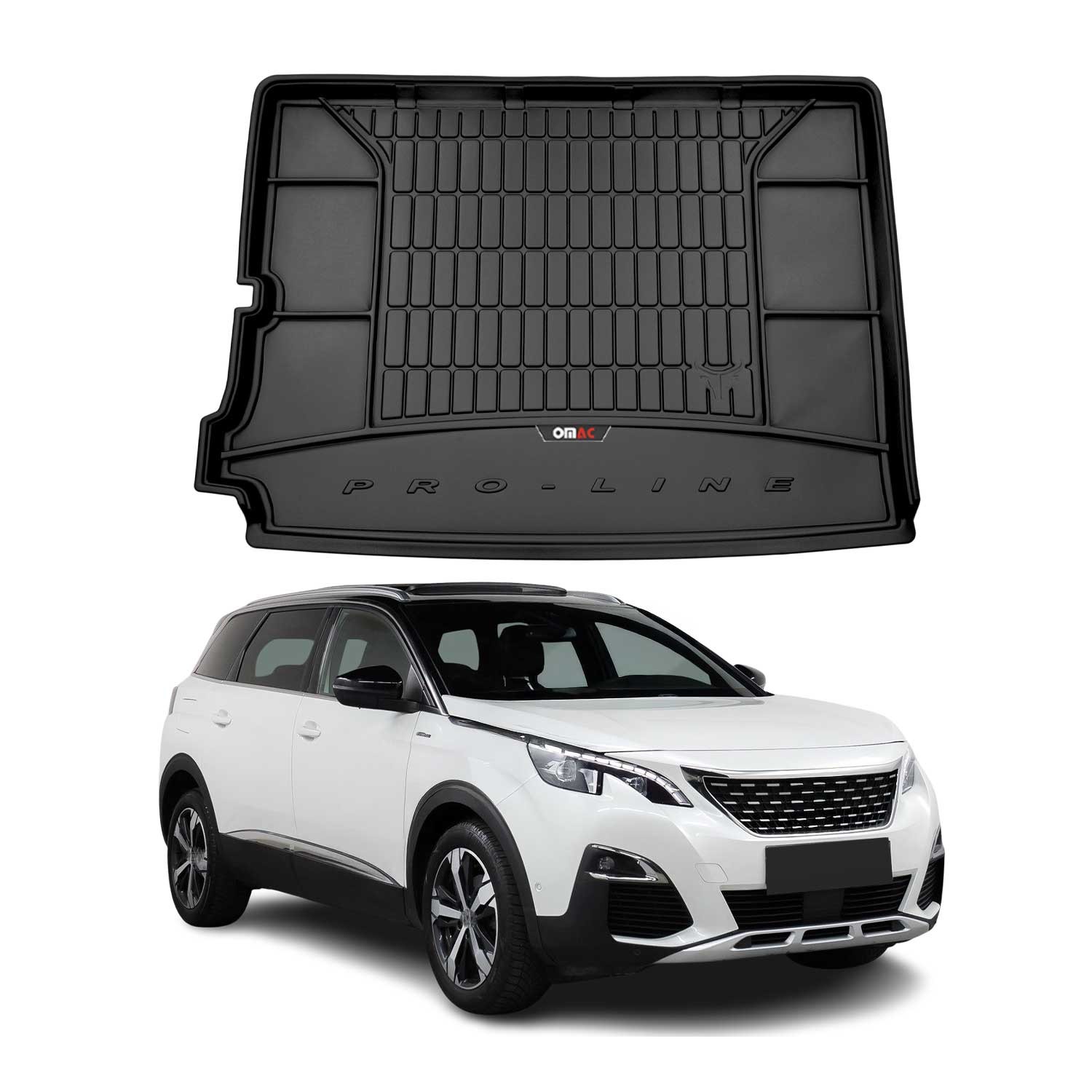 Tapis de coffre pour Peugeot 5008 2017-2024 étanche avec rebords hauts antidérapants