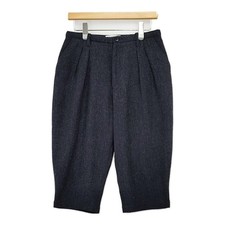 mina perhonen Lewis Wool Tuck Herringbone Pants 38 Cropped pants Navy 5-1206T  