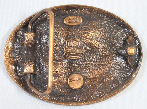 De Colección Bergamota Cinturón Hebilla Águila en Vuelo Cobre Latón Grande Ovalado Oeste 1988 3.25 - Imagen 3 de 6