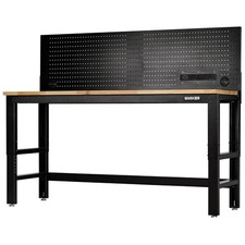 BUNKER 28098 Workbench with Hardwood Worktop and Power Pegboard, 1829mm