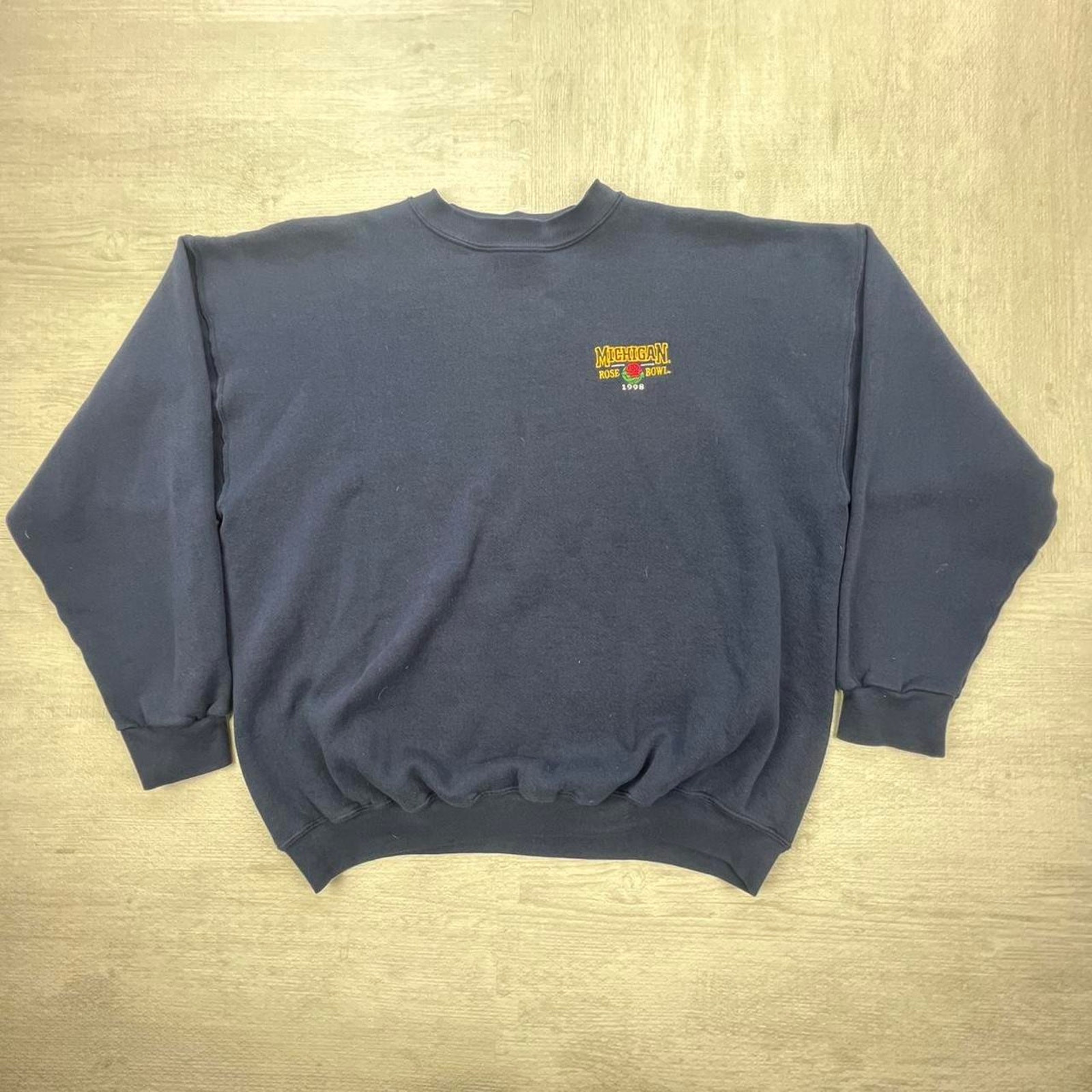 Vintage 90s 1998 Michigan Wolverines Rose Bowl Sweatshirt Size: XL Blue Yellow