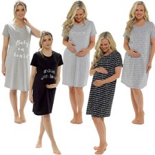 Ladies Maternity Nightdress Womens Pregnancy Nightie Nightwear UK Size 8-22