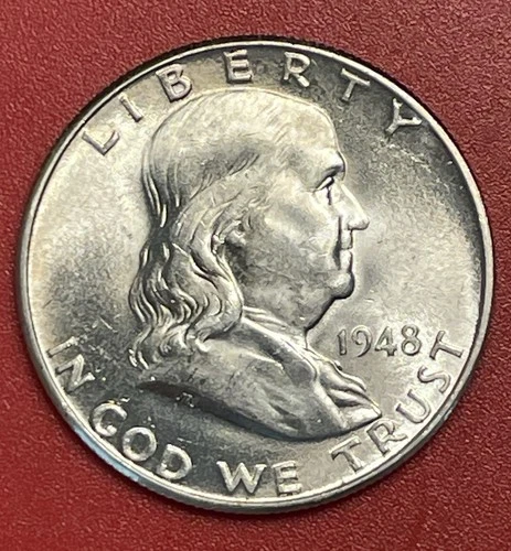 1948 D Franklin Silver Half Dollar, Choice to Gem Uncirculated, FBL.