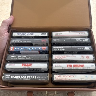 Lot 12 Vintage Cassette Tapes Case Classic Rock Metal Led Zeppelin Black Sabbath