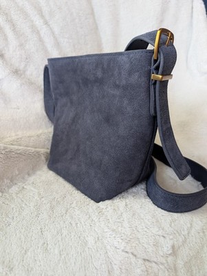 Margot ''Kaye'' Mini Bucket Bag In Suede Midnight Blue Leather